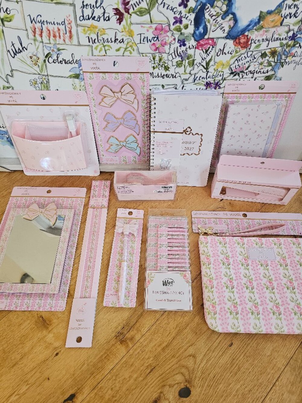 LoveShackFancy Target pink planner magnetic cup mirror comb Pencil Case Blooming